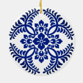 Japans Medallion Pattern, kobalt Blue en White Keramisch Ornament (Achterkant)