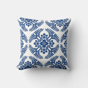 Japans Medallion Pattern, kobalt Blue en White Kussen