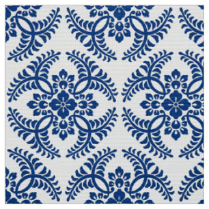 Japans Medallion Pattern, kobalt Blue en White Stof