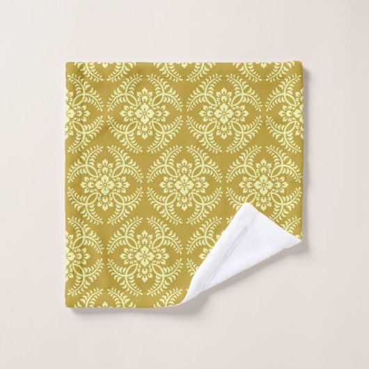 Japans Medallion Pattern, Mustard Yellow Bad Handdoek (Wasdoekje)