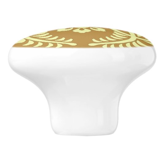 Japans Medallion Pattern, Mustard Yellow Keramische Knop (Zijkant)