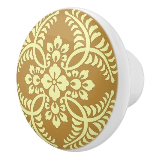 Japans Medallion Pattern, Mustard Yellow Keramische Knop (Rechts)
