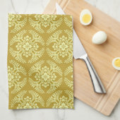 Japans Medallion Pattern, Mustard Yellow Theedoek (Quarter Fold)