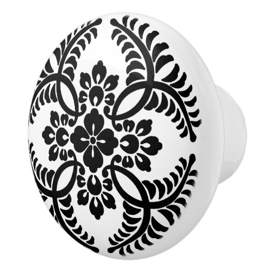 Japans Medallion Pattern, zwart en wit Keramische Knop (Rechts)