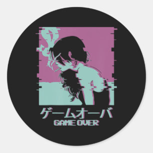 Japans meisje Anime gooide over Ronde Sticker