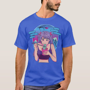 Japans meisje eet noedels anima t-shirt