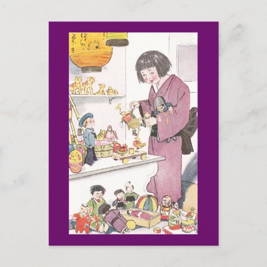 Japans meisje en Japanse poppen Briefkaart (Voorkant)