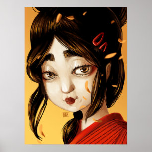 Japans meisje herfstkleuren poster