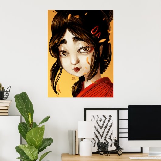 Japans meisje herfstkleuren poster (Thuiskantoor)