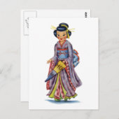  Japans meisje in Kimono Briefkaart (Voorkant / Achterkant)