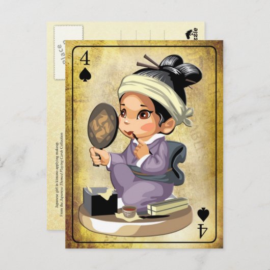 Japans meisje in kimono met make-up briefkaart (Voorkant / Achterkant)