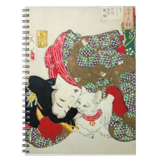 Japans meisje met Cat, Tsukioka Yoshitoshi Notitieboek