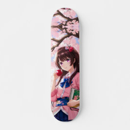 Japans meisje onder de naam Cherry Blossom Skateboard