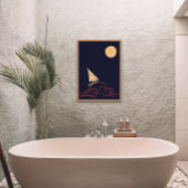 Japans Mid Eeuw Moon Wave Modern Minimalistisch Poster