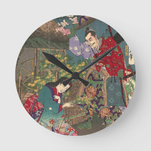 Japans mooie Geisha Samurai Art Ronde Klok