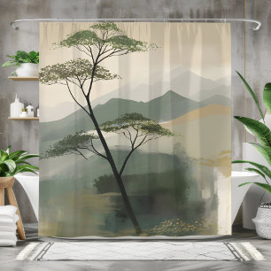 Japans Mystic Peaks Wall Art Print Douchegordijn