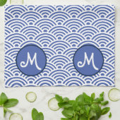 Japans Nami Wave Patroon en Monogram Theedoek (Gevouwen)