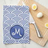 Japans Nami Wave Patroon en Monogram Theedoek (Quarter Fold)