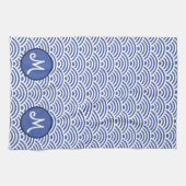 Japans Nami Wave Patroon en Monogram Theedoek (Horizontaal)