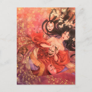 Japans Noh Mask Fantasy Art Briefkaart