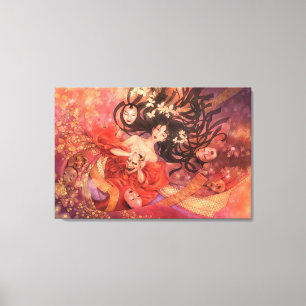 Japans Noh Masker Fantasy Kunst Canvas Afdruk