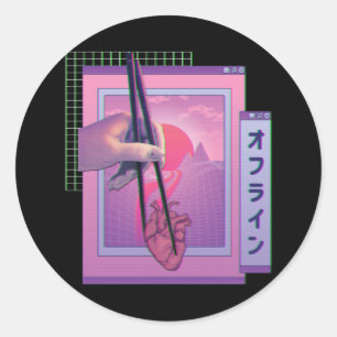 Japans offline dampvormig esthetisch hart ronde sticker