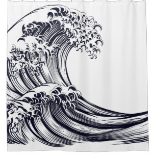 JAPANS ONTWERP WAVE Shower Curtain Douchegordijn