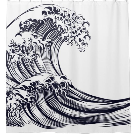 JAPANS ONTWERP WAVE Shower Curtain Douchegordijn (Voorkant)