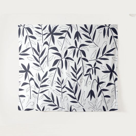 Japans patroon blauwe bamboe bladeren wandkleed (Voorkant (horizontaal))