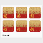 Japans patroon Gouden Hondenjaar 2018 Rode S Stick Vierkante Sticker (Vel)