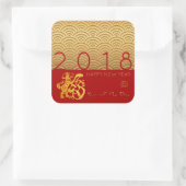 Japans patroon Gouden Hondenjaar 2018 Rode S Stick Vierkante Sticker (Tas)