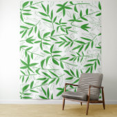 Japans patroon groene bamboe bladeren wandkleed (In situ)