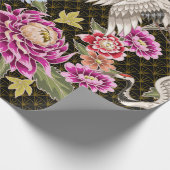 Japans patroon met bloemen en witte kranen cadeaupapier (Hoek)