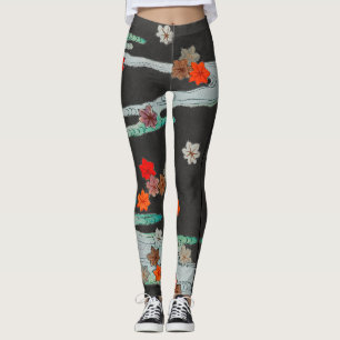 JAPANS PATROON ZWART GEDRUKTE LEGGINGS