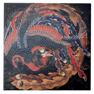  Japans Phoenix van Hokusai Ceramic Tegel Tegeltje