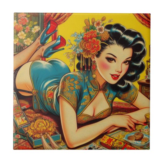 Japans Pin Up Tegeltje (Voorkant)