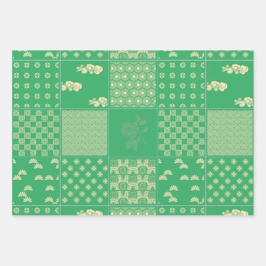 Japans PixelArt Bloem Mix Patroon Inpakpapier Vel (Voorkant 2)