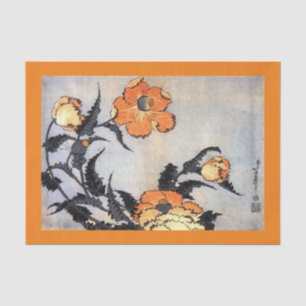 JAPANS POPPIES PRINT-Weefpapier ORANJE Tissuepapier