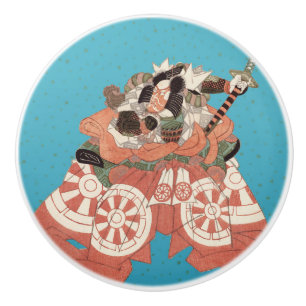 Japans portret - Aankomst met zwaard Keramische Knop