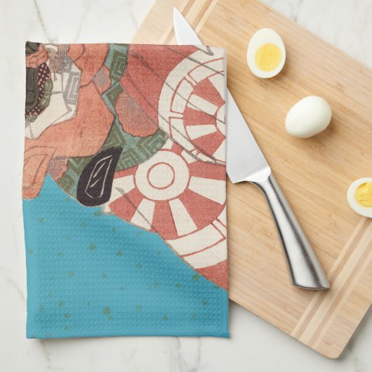 Japans portret - Aankomst met zwaard Theedoek (Quarter Fold)