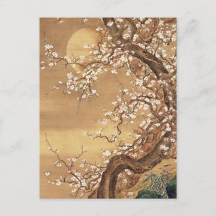 Japans  pruim bloeit in maanlicht briefkaart