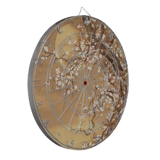 Japans  pruim bloeit in maanlicht dartbord (Voorkant Links)