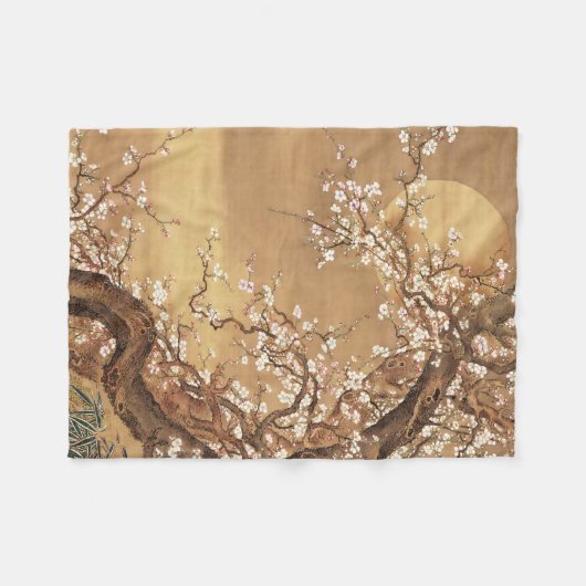 Japans  pruim bloeit in maanlicht fleece deken (Voorkant (Horizontaal))