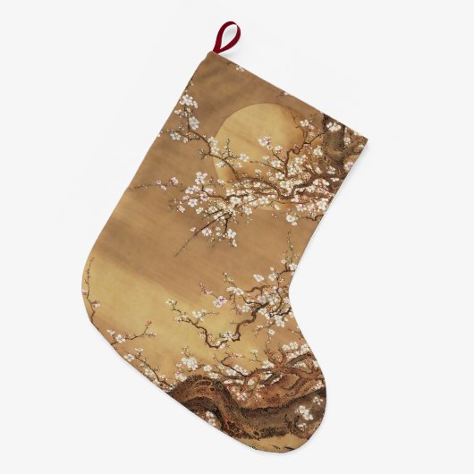 Japans pruim bloeit in maanlicht grote kerstsok (Voorkant (Hangend))