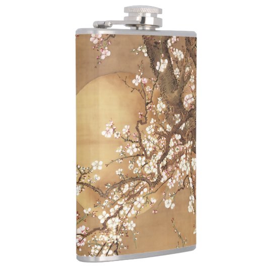 Japans pruim bloeit in maanlicht heupfles (Rechts)