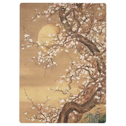 Japans  pruim bloeit in maanlicht klembord (Achterkant)