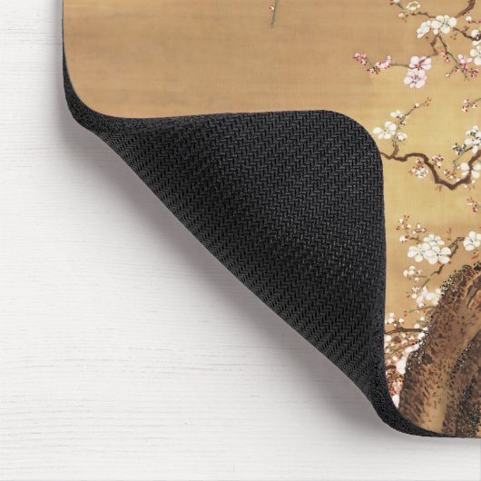 Japans pruim bloeit in maanlicht muismat (Hoek)