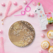 Japans  pruim bloeit in maanlicht papieren bordje (Feest)