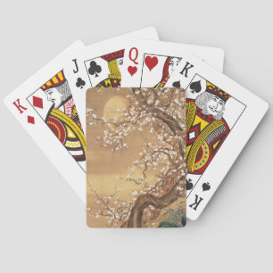 Japans  pruim bloeit in maanlicht pokerkaarten