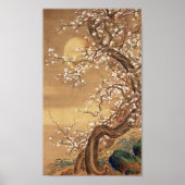 Japans  pruim bloeit in maanlicht poster (Voorkant)